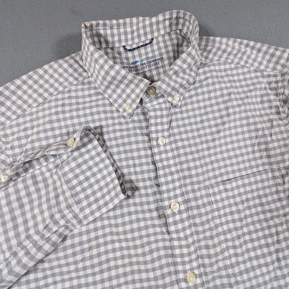 Vineyard Vines Performance Shirt Mens Large Gingham On-The-Go Brrr